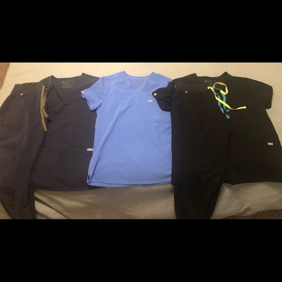 Figs Other Figs Scrubs Full Set Of Black And Navy Blue Ceil Blue